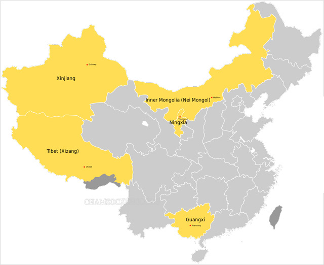 5 khu tự trị của Trung Quốc