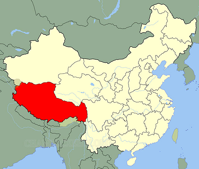 Khu tự trị Tây Tạng (màu đỏ)