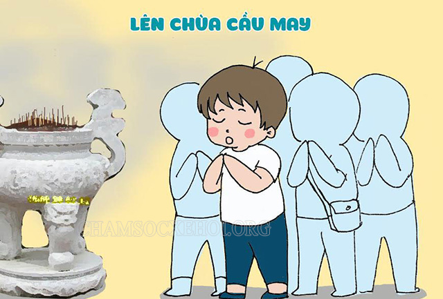 STT đi chùa cầu may vui nhộn, hài hước