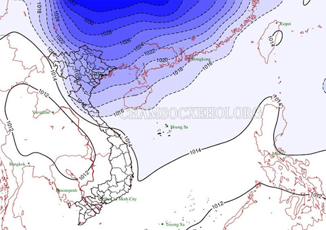Gió mùa Đông Bắc mang theo khối không khí lạnh theo từng đợt