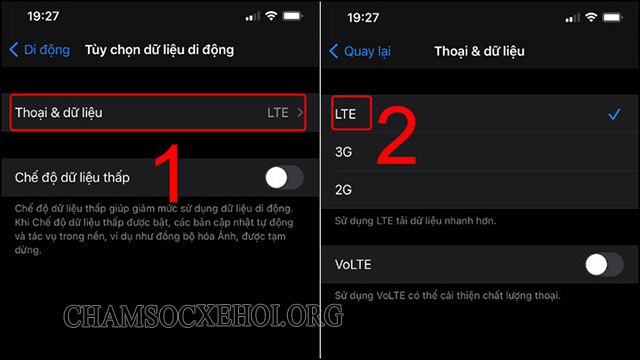 Chọn mạng LTE