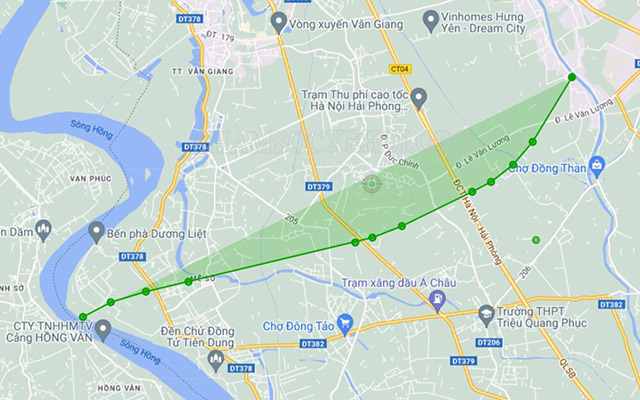 Đường Vành đai 4 theo quy hoạch qua huyện Văn Giang, tỉnh Hưng Yên