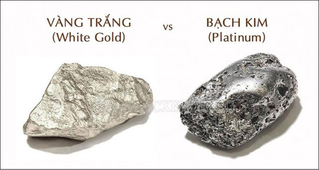 Vàng trắng và bạch kim khác nhau hoàn toàn về thành phần cấu tạo