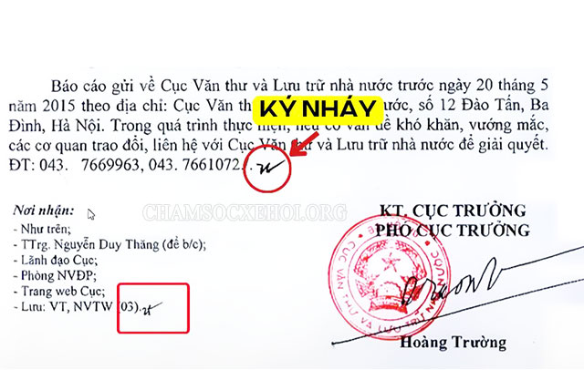 Loại ký nháy tại dòng nội dung cuối cùng của văn bản